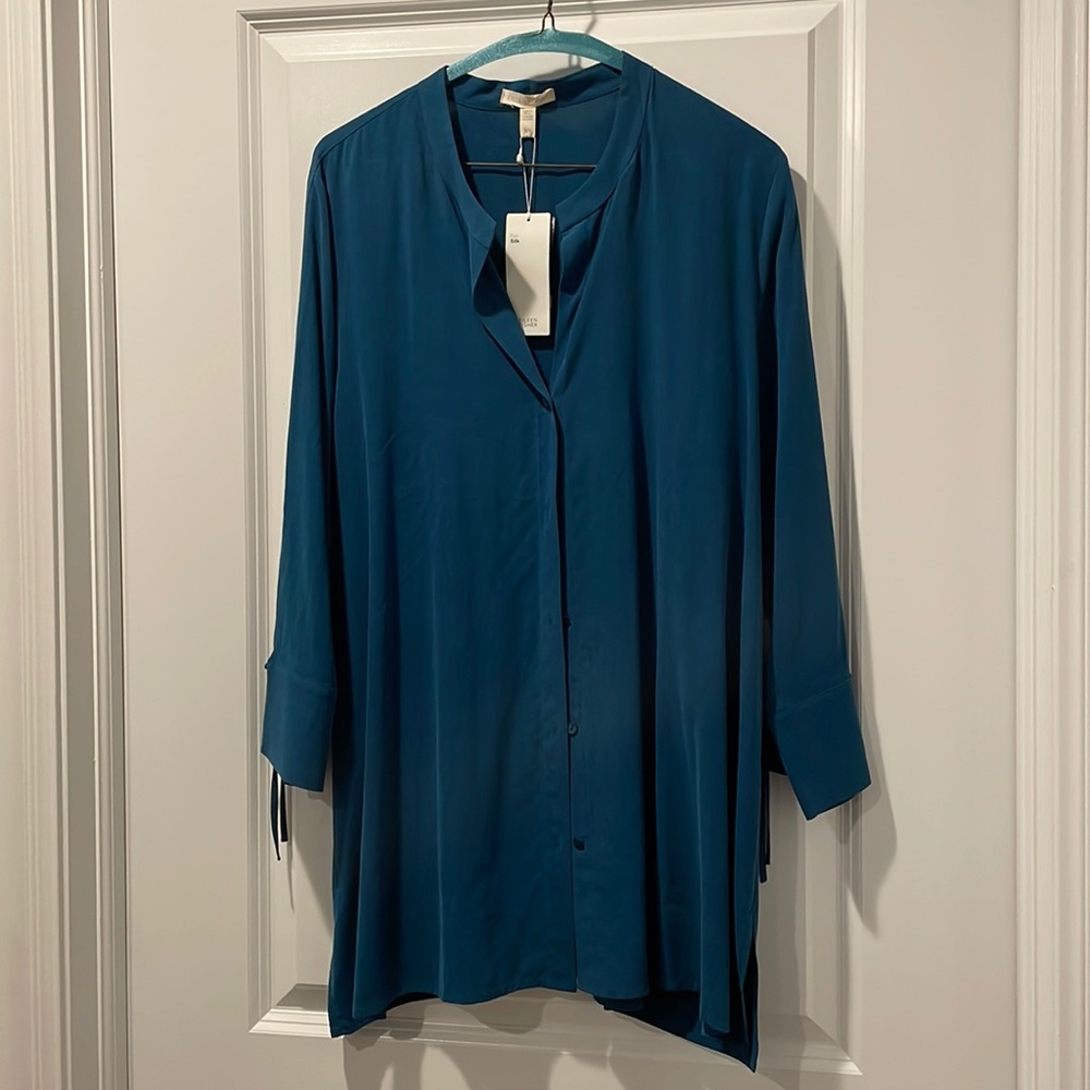 Eileen Fisher #NWT spun silk blouse. Tunic length, 3/4 sleeves.